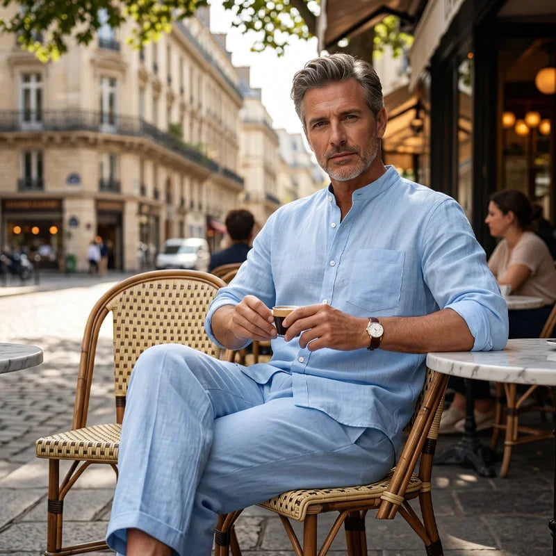 Men’s Breathable Linen Shirt & Pants Set