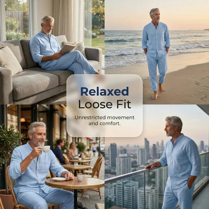 Men’s Breathable Linen Shirt & Pants Set
