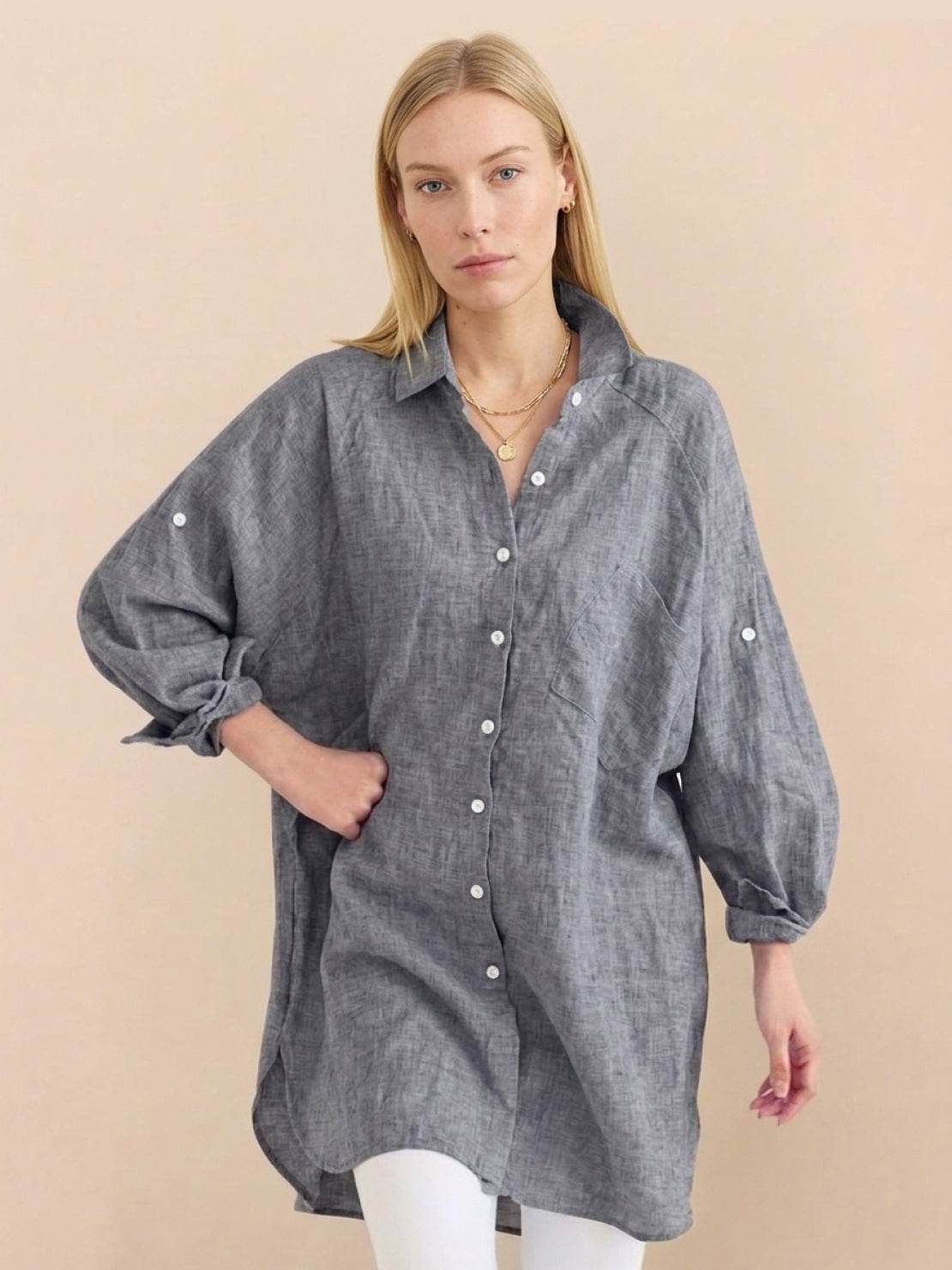 Oversized 100% Cotton Linen Shirt