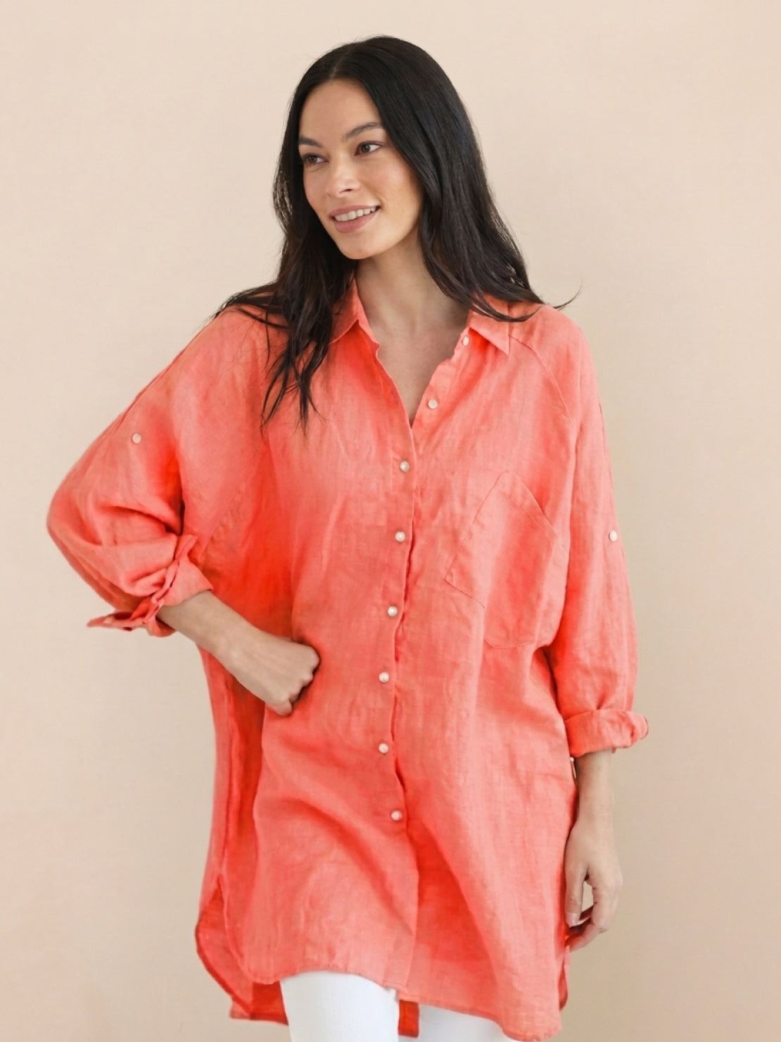 Oversized 100% Cotton Linen Shirt