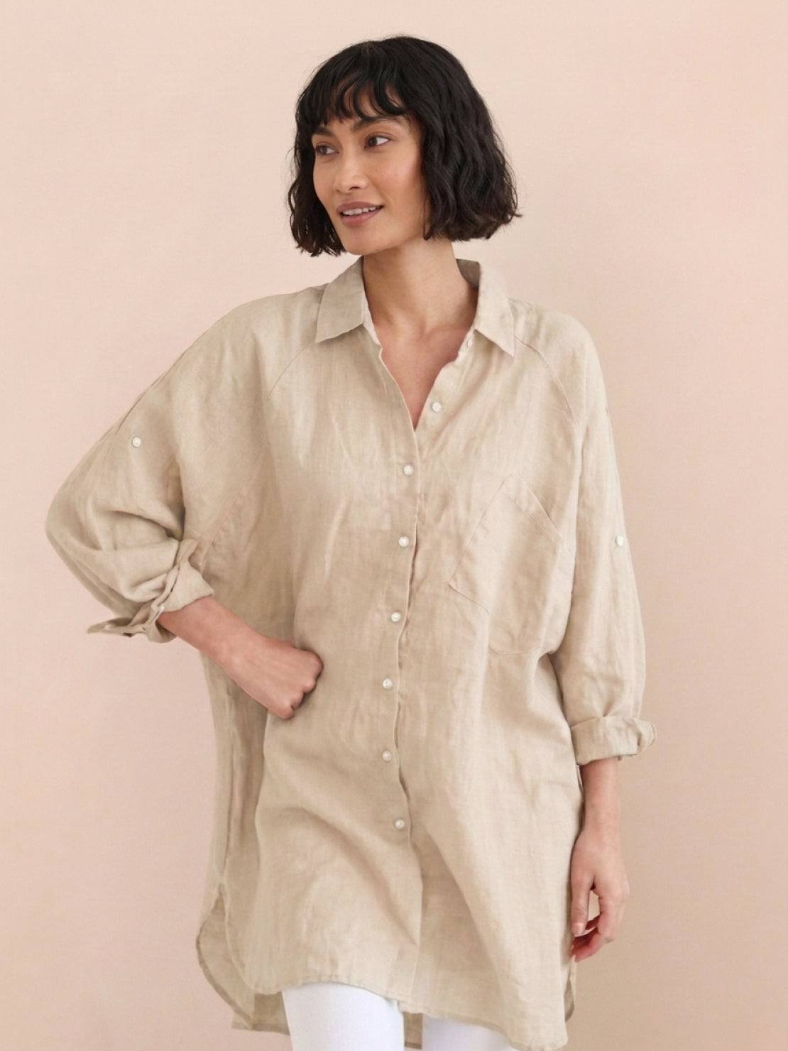 Oversized 100% Cotton Linen Shirt
