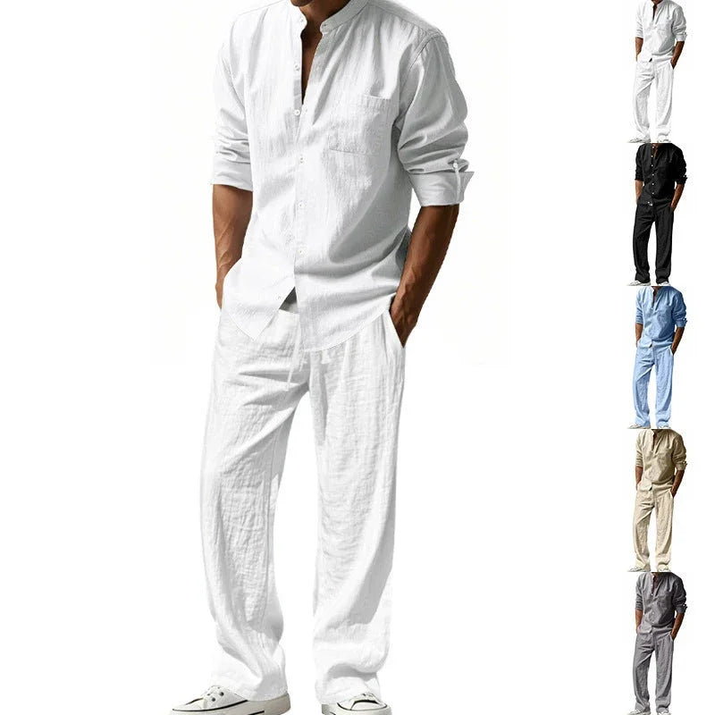 Men’s Breathable Linen Shirt & Pants Set