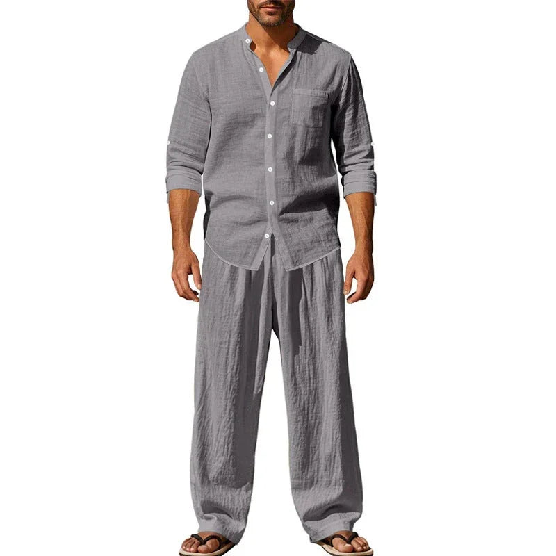 Men’s Breathable Linen Shirt & Pants Set