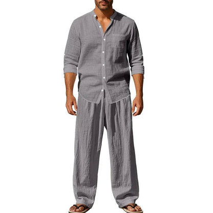 Men’s Breathable Linen Shirt & Pants Set
