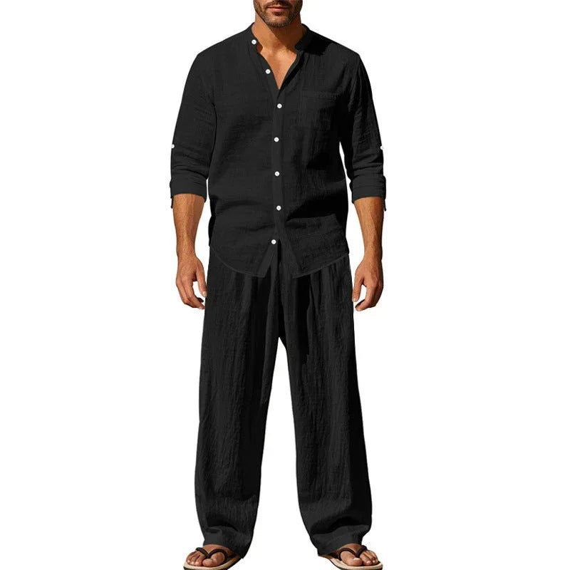 Men’s Breathable Linen Shirt & Pants Set