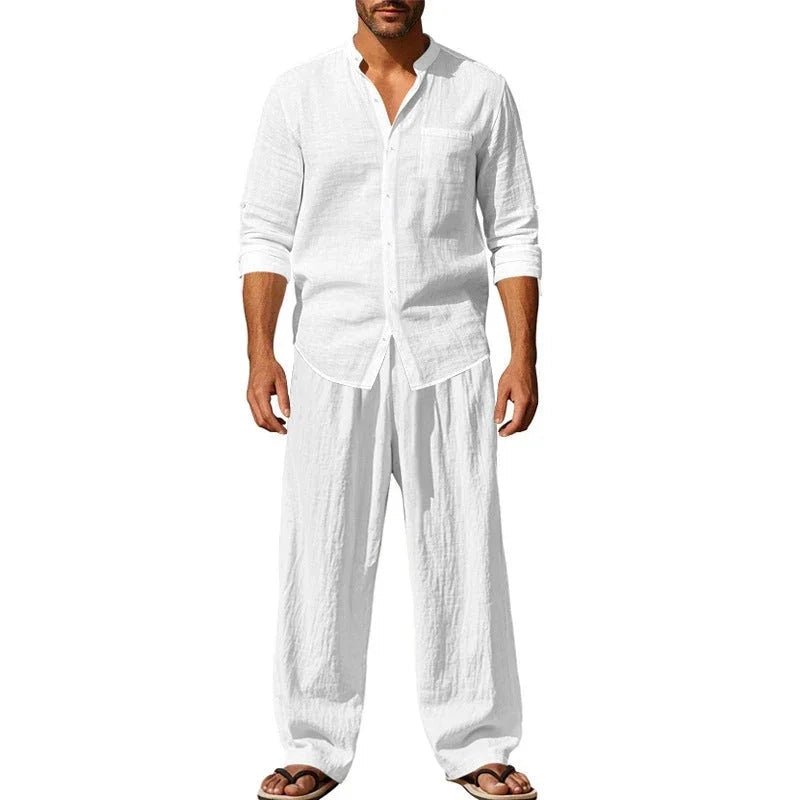 Men’s Breathable Linen Shirt & Pants Set