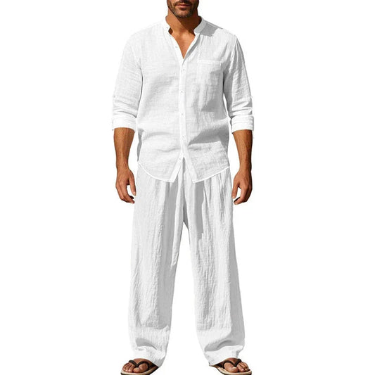 Men’s Breathable Linen Shirt & Pants Set