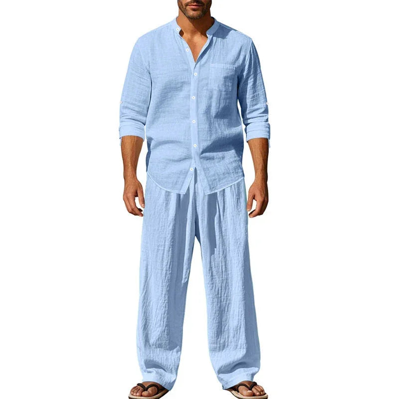 Men’s Breathable Linen Shirt & Pants Set