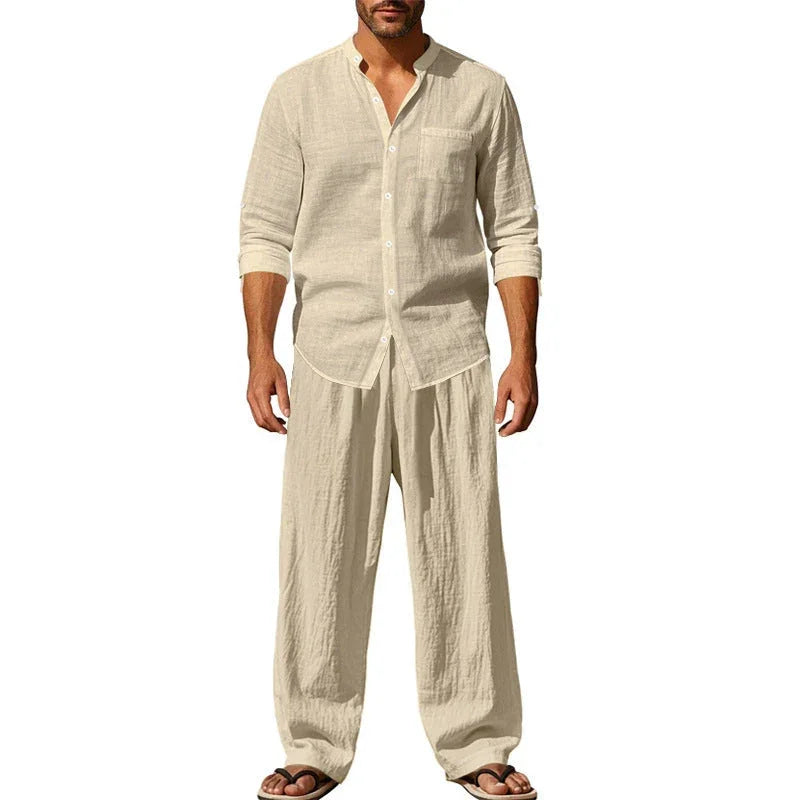 Men’s Breathable Linen Shirt & Pants Set